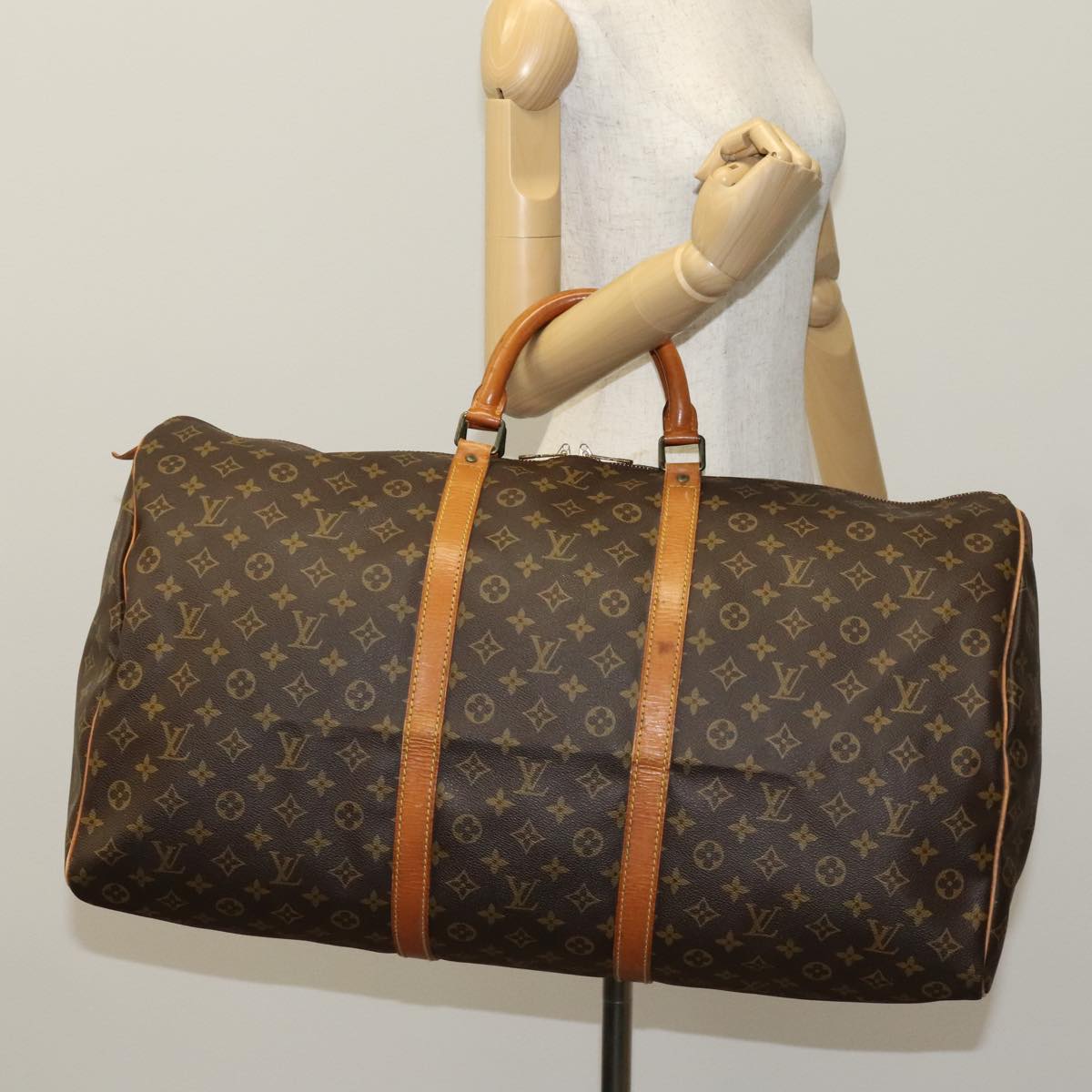 Louis Vuitton Keepall 60, Brown, Canvas, travel