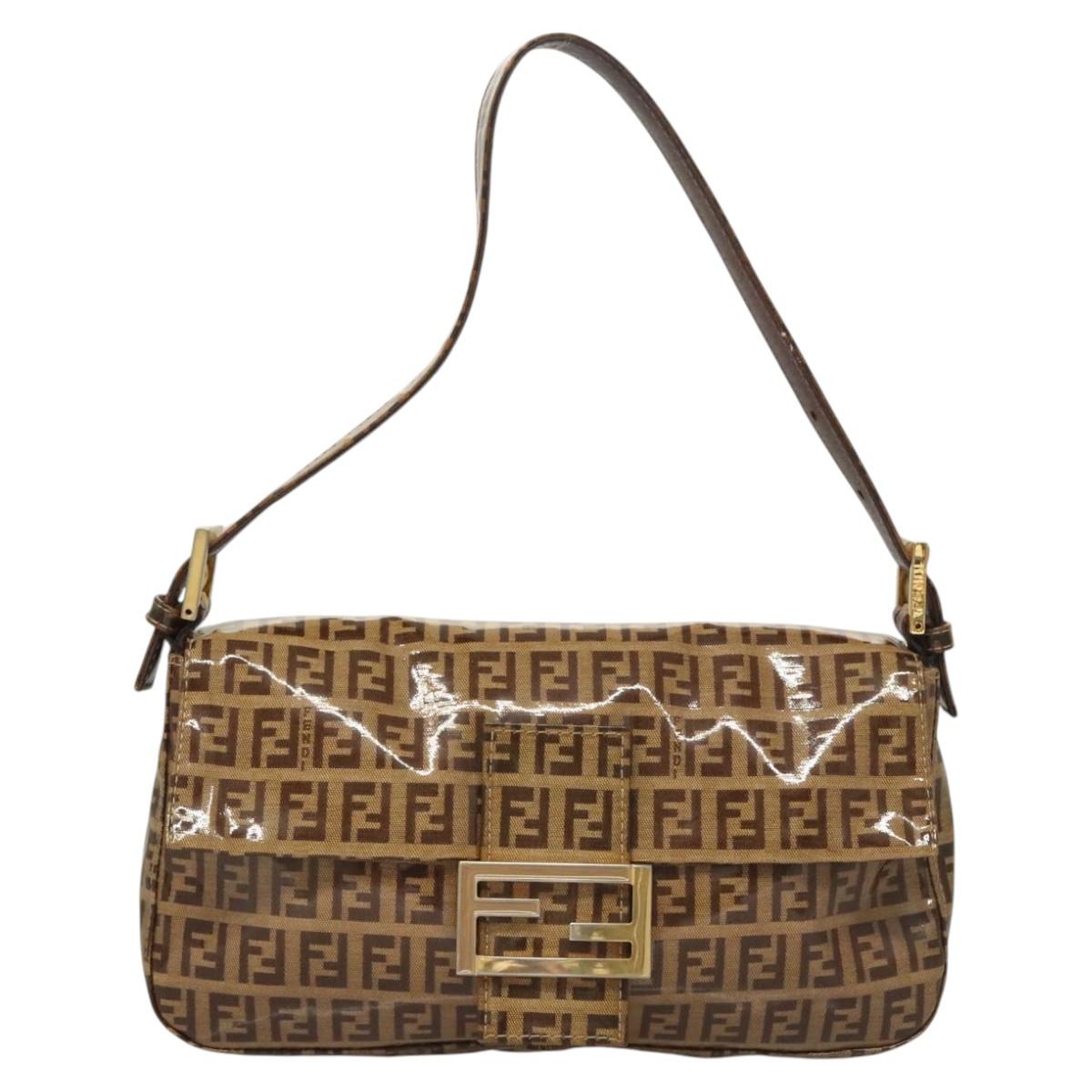 Fendi Baguette, Brown, Canvas, shoulder