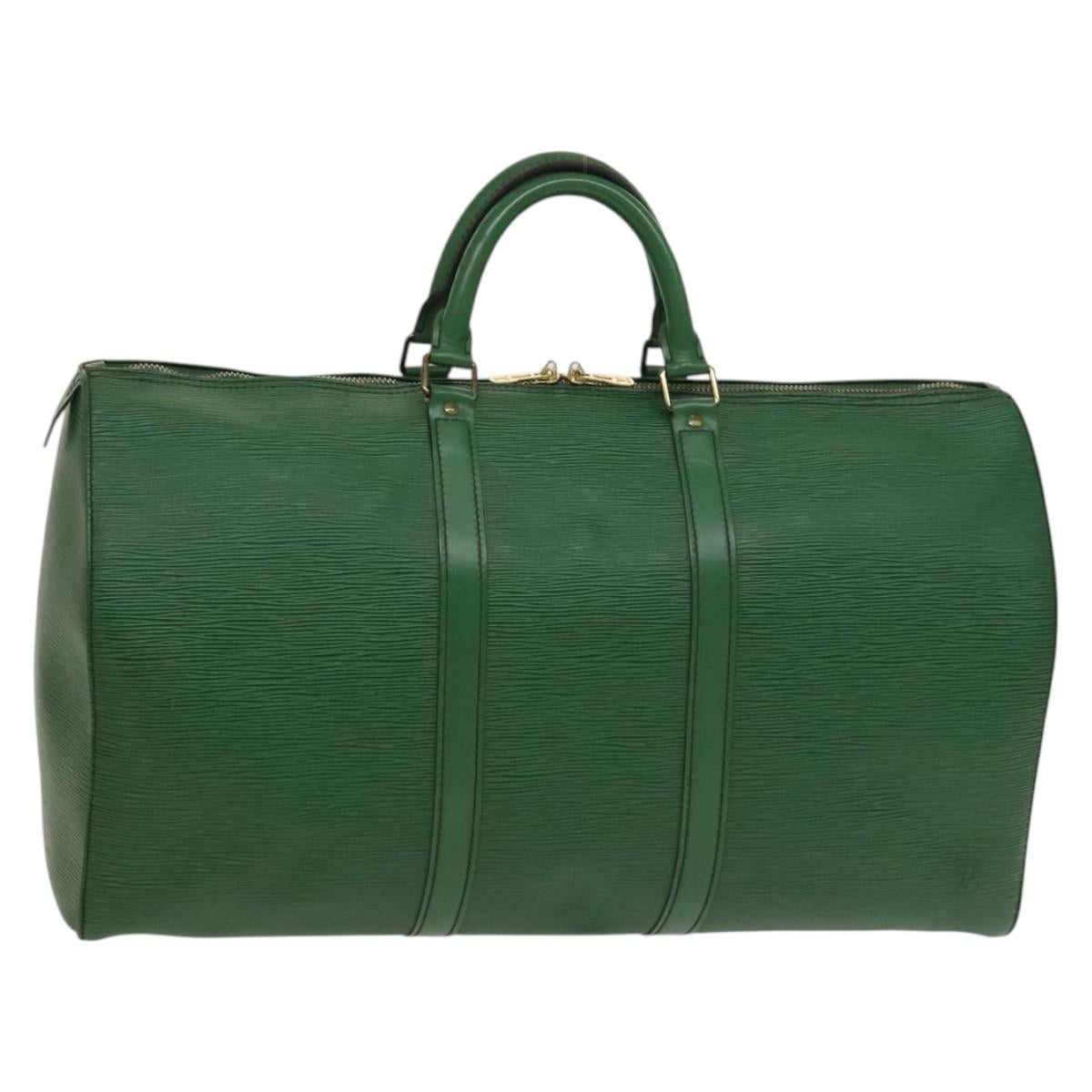 Louis Vuitton Keepall 50, Green, Leather, travel