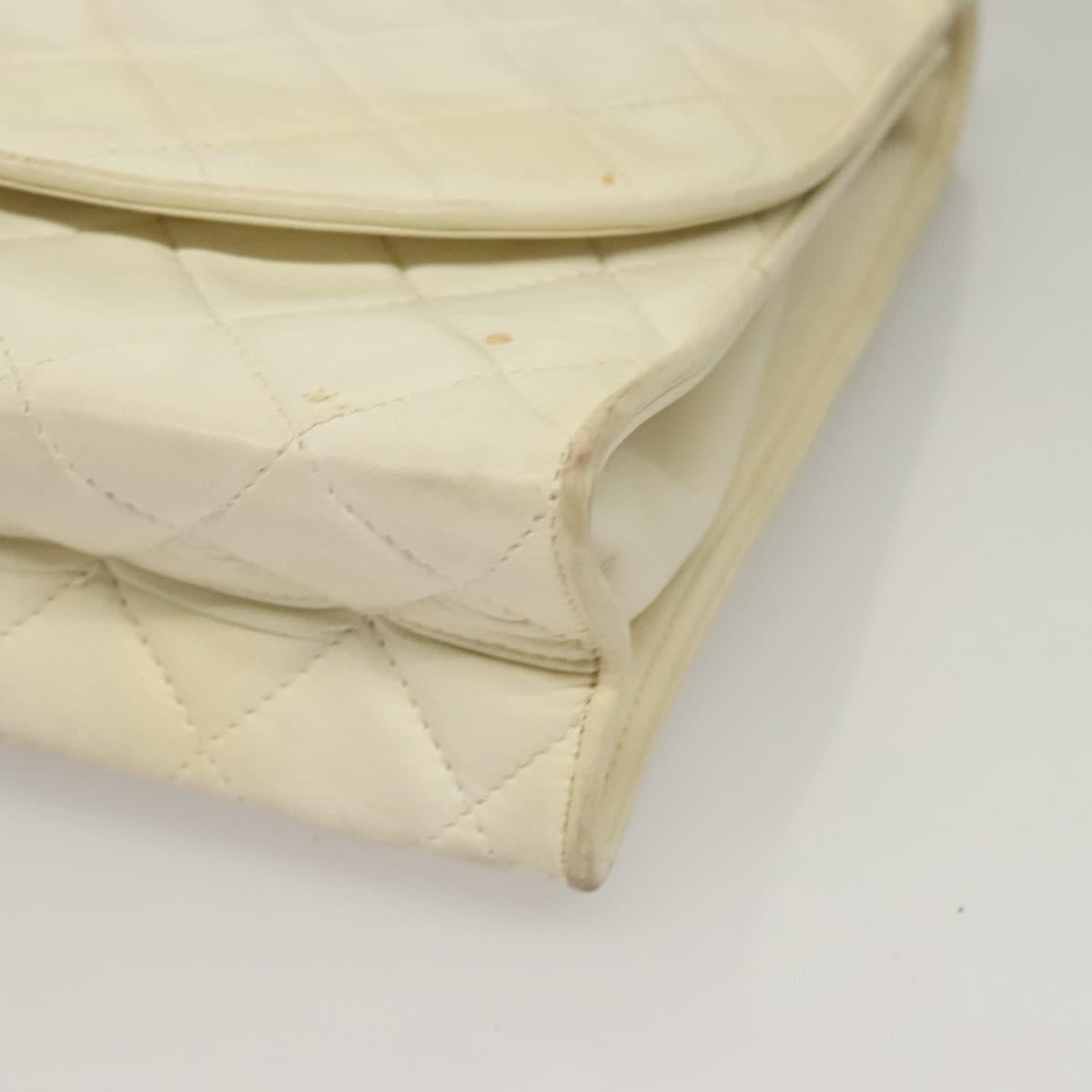 Chanel Demi Lune, White, Leather, shoulder