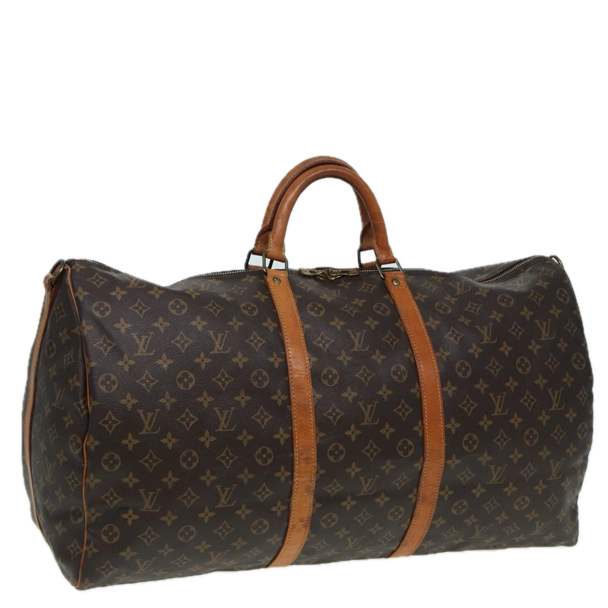 Louis Vuitton Keepall 60, Brown, Canvas, travel