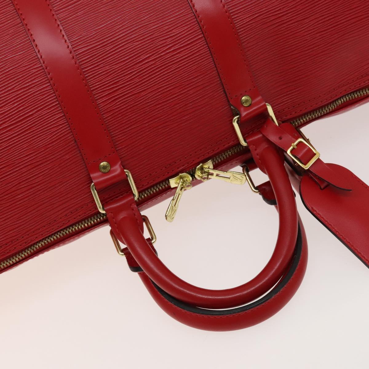 Louis Vuitton Keepall 45, Red, Leather, travel
