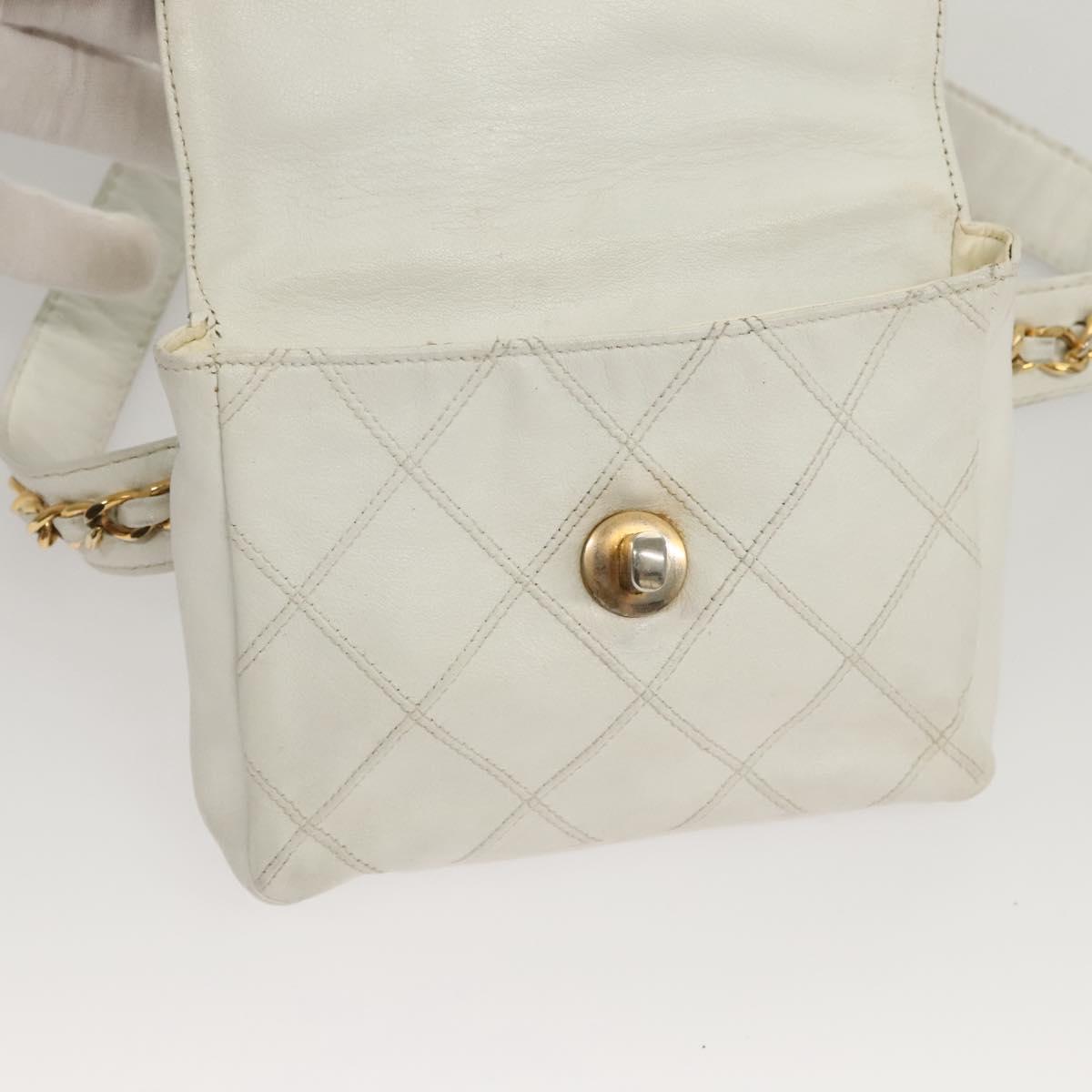 Chanel Cc, White, Leather, shoulder