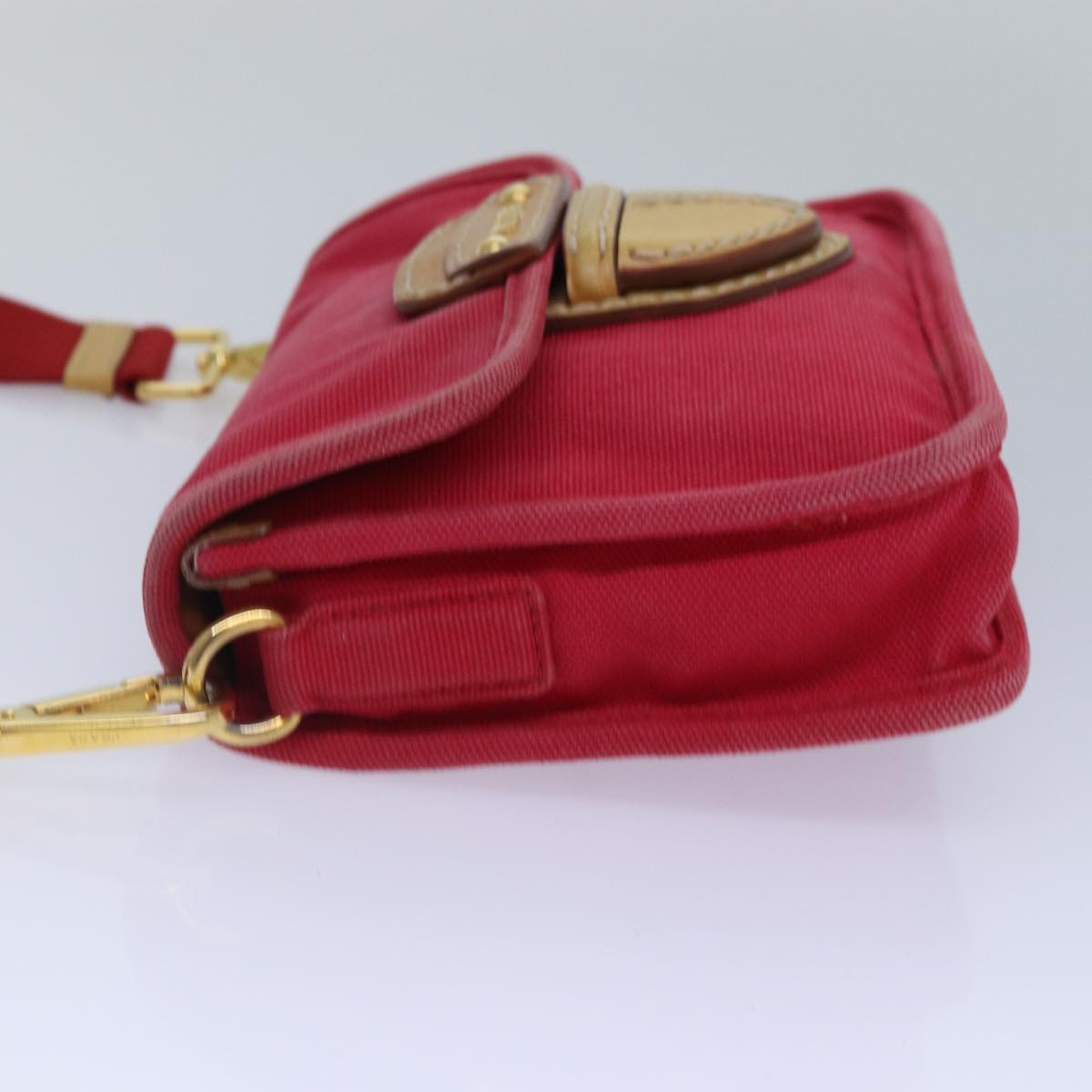 Prada, Red, Canvas, shoulder