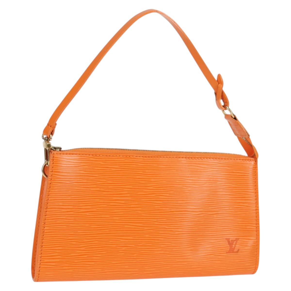 Louis Vuitton Pochette Accessoire, Orange, Leather, clutch