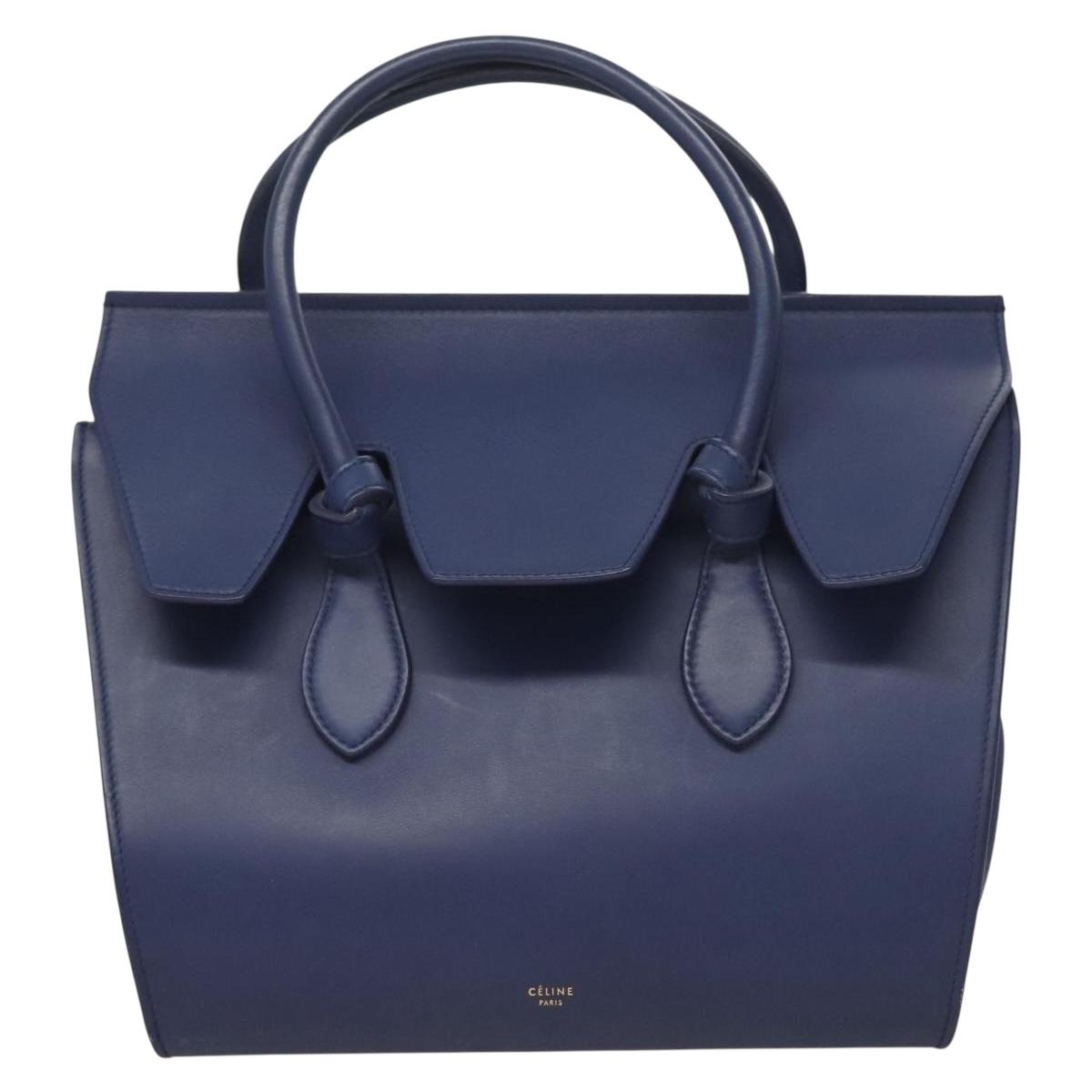 Céline Tie, Navy, Leather, handbag