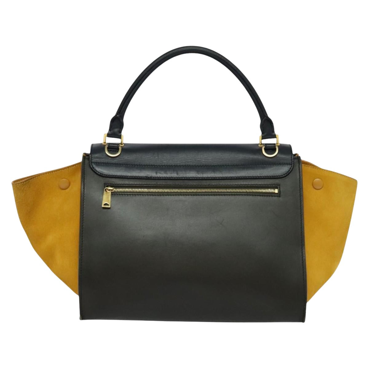 Céline Trapèze, Black, Leather, tote