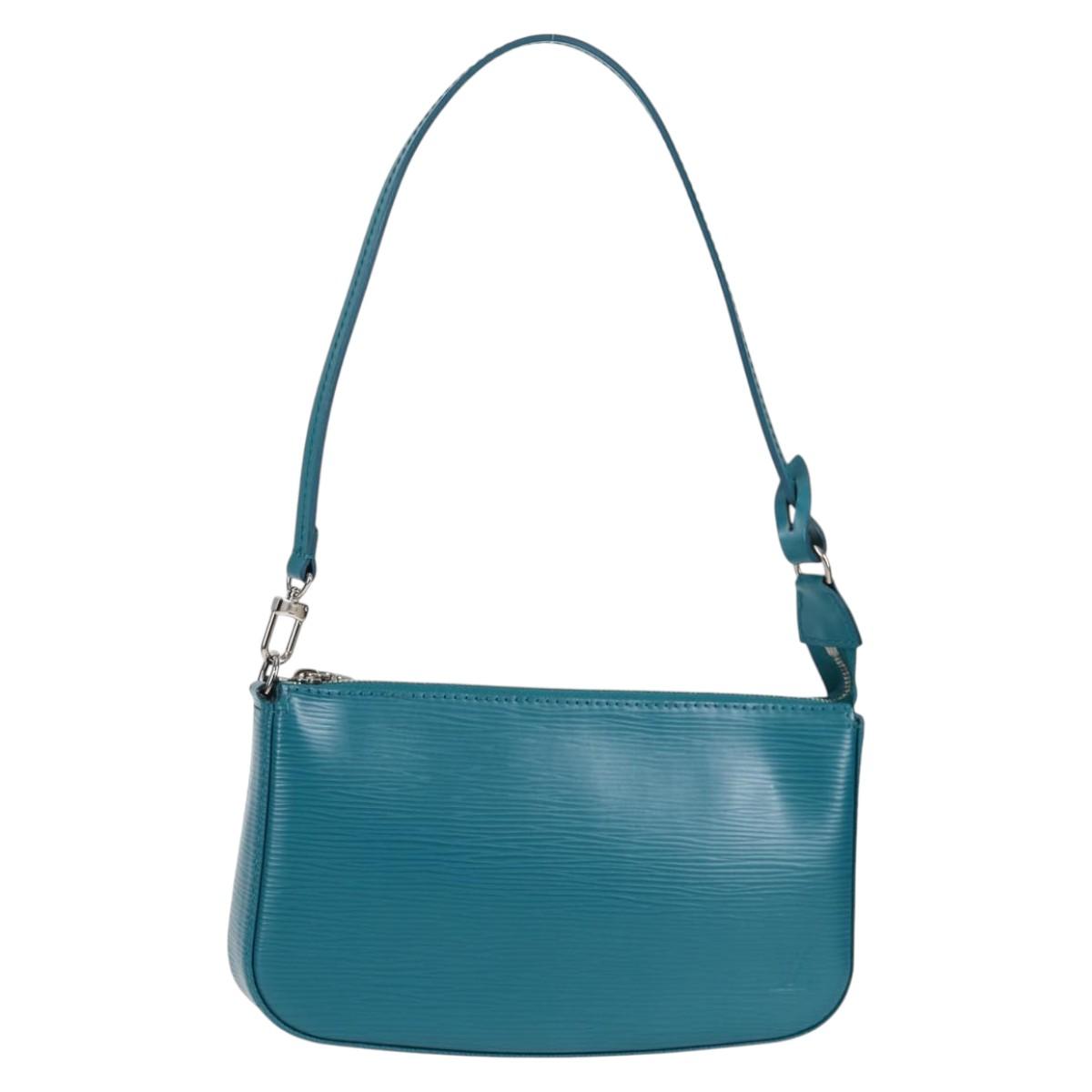 Louis Vuitton Pochette Accessoire, Blue, Leather, clutch