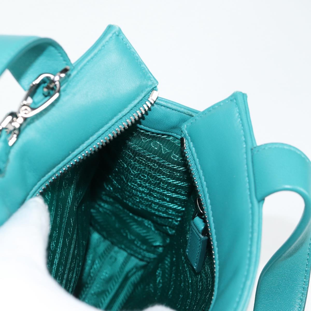Prada Triangle Logo, Blue, Leather, handbag