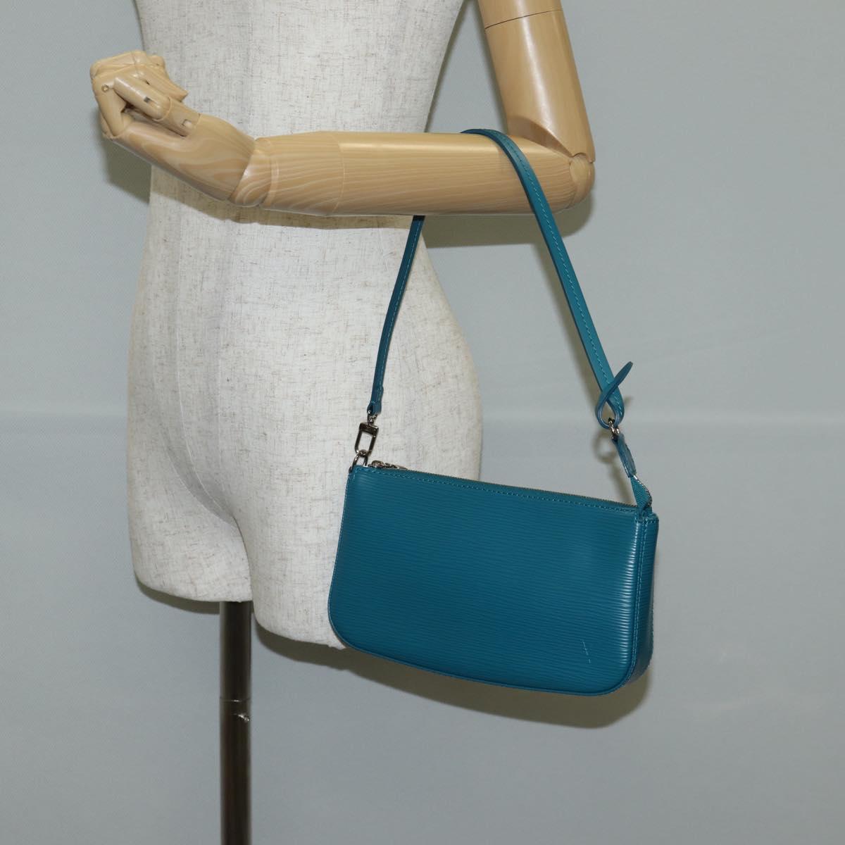 Louis Vuitton Pochette Accessoire, Blue, Leather, clutch