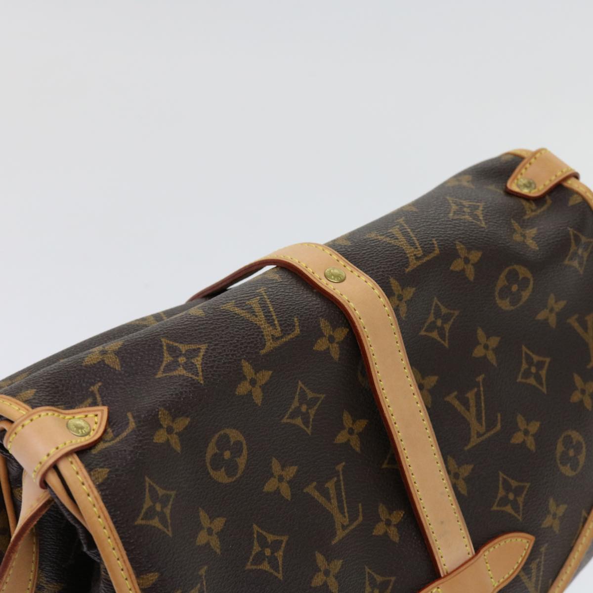 Louis Vuitton Saumur, Brown, Canvas, shoulder
