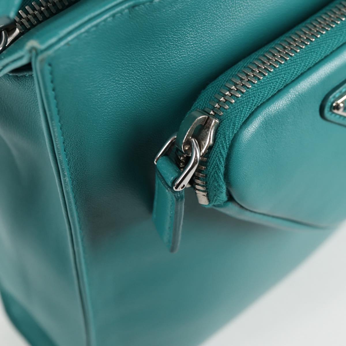 Prada Triangle Logo, Blue, Leather, handbag