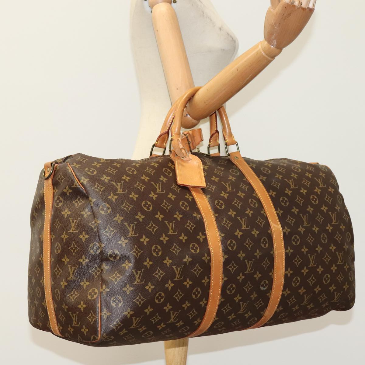 Louis Vuitton Keepall Bandoulière 60, Brown, Canvas, travel