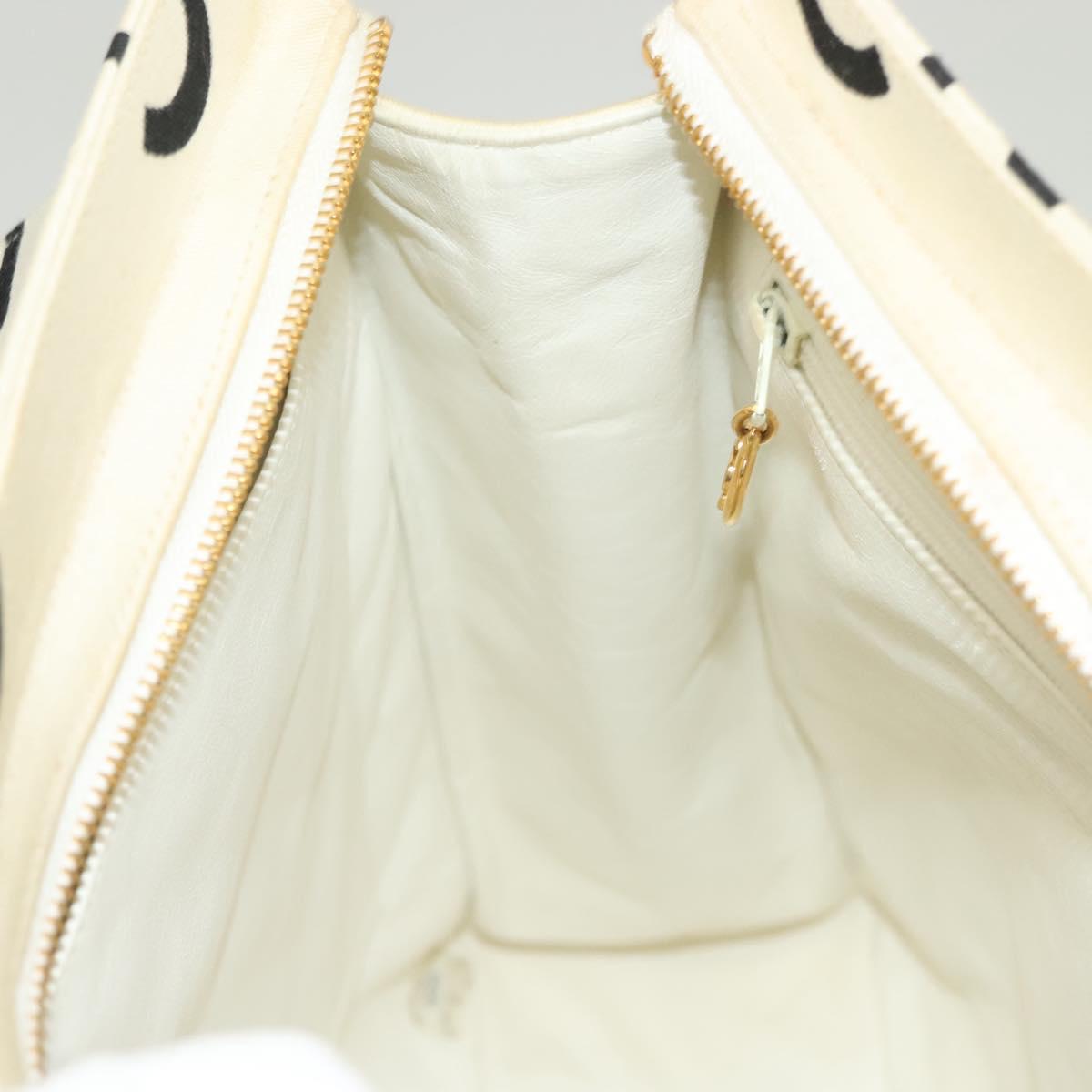 Chanel Cc, White, Canvas, tote