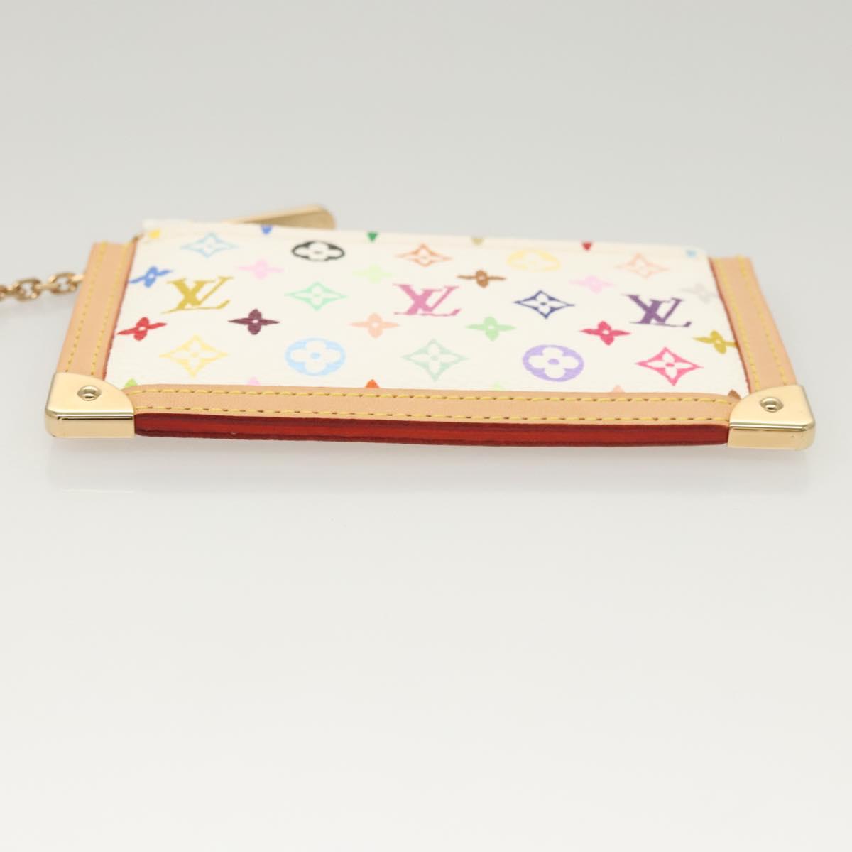 Louis Vuitton Pochette Clés, White, Canvas, wallet