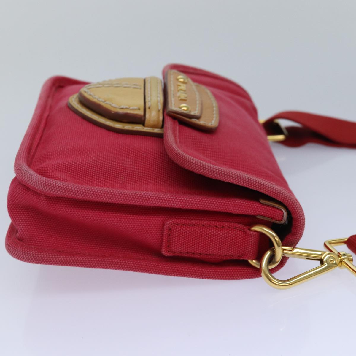 Prada, Red, Canvas, shoulder