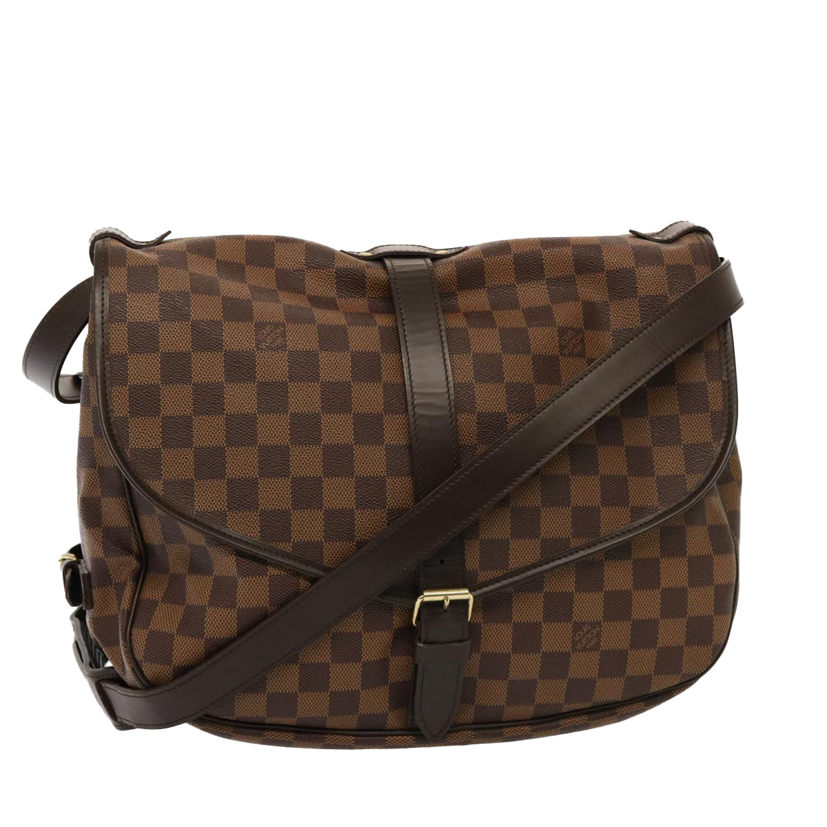 Louis Vuitton Saumur 35, Brown, Canvas, shoulder