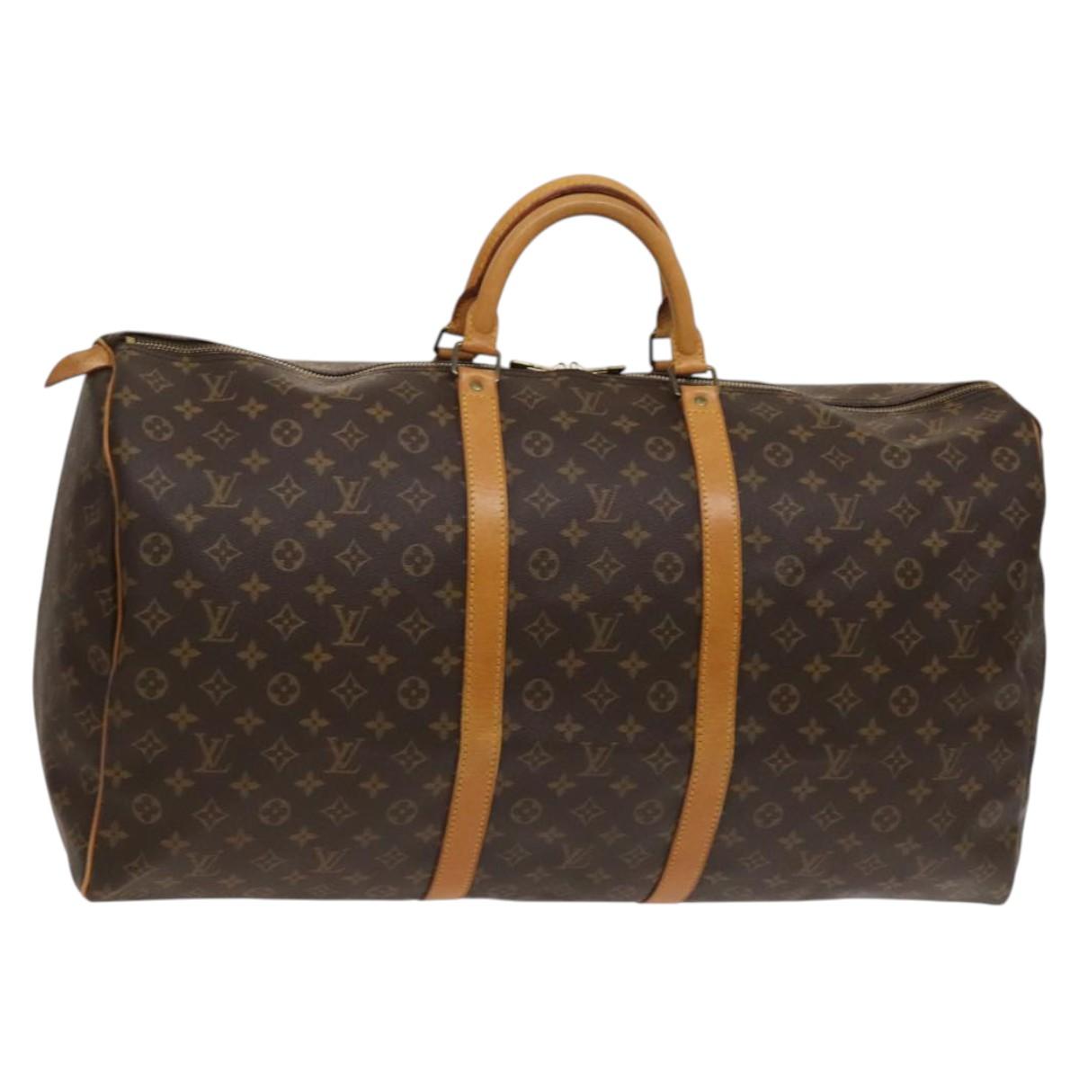 Louis Vuitton Keepall 60, Brown, Canvas, travel