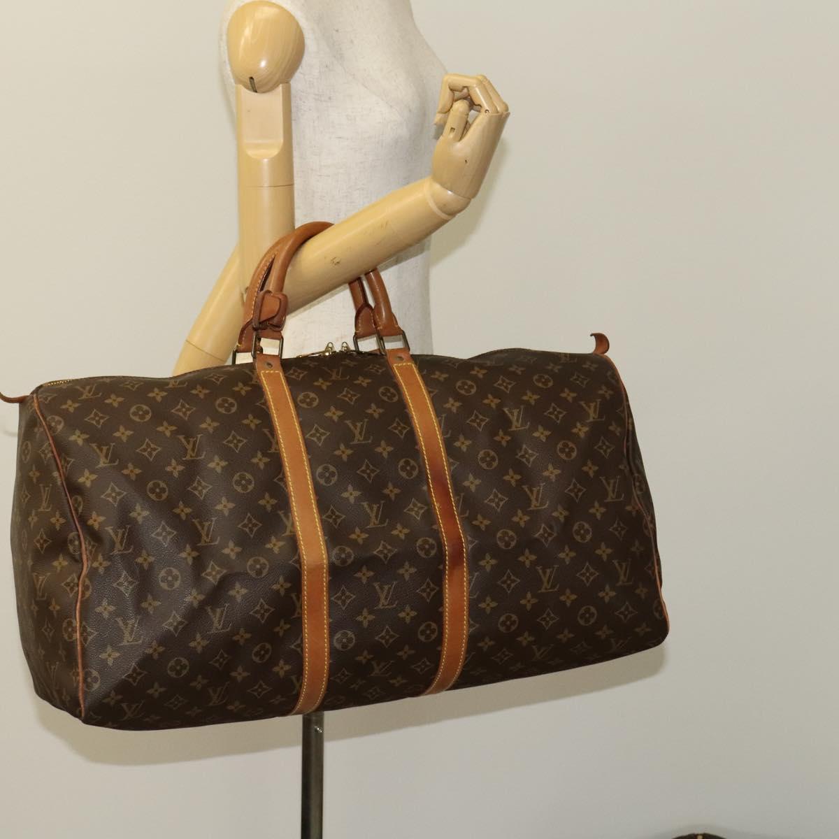 Louis Vuitton Keepall 55, Brown, Canvas, travel