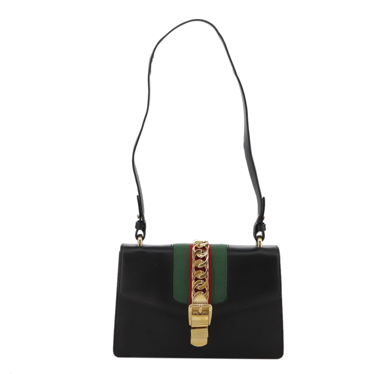 Gucci Sylvie, Black, Leather, shoulder