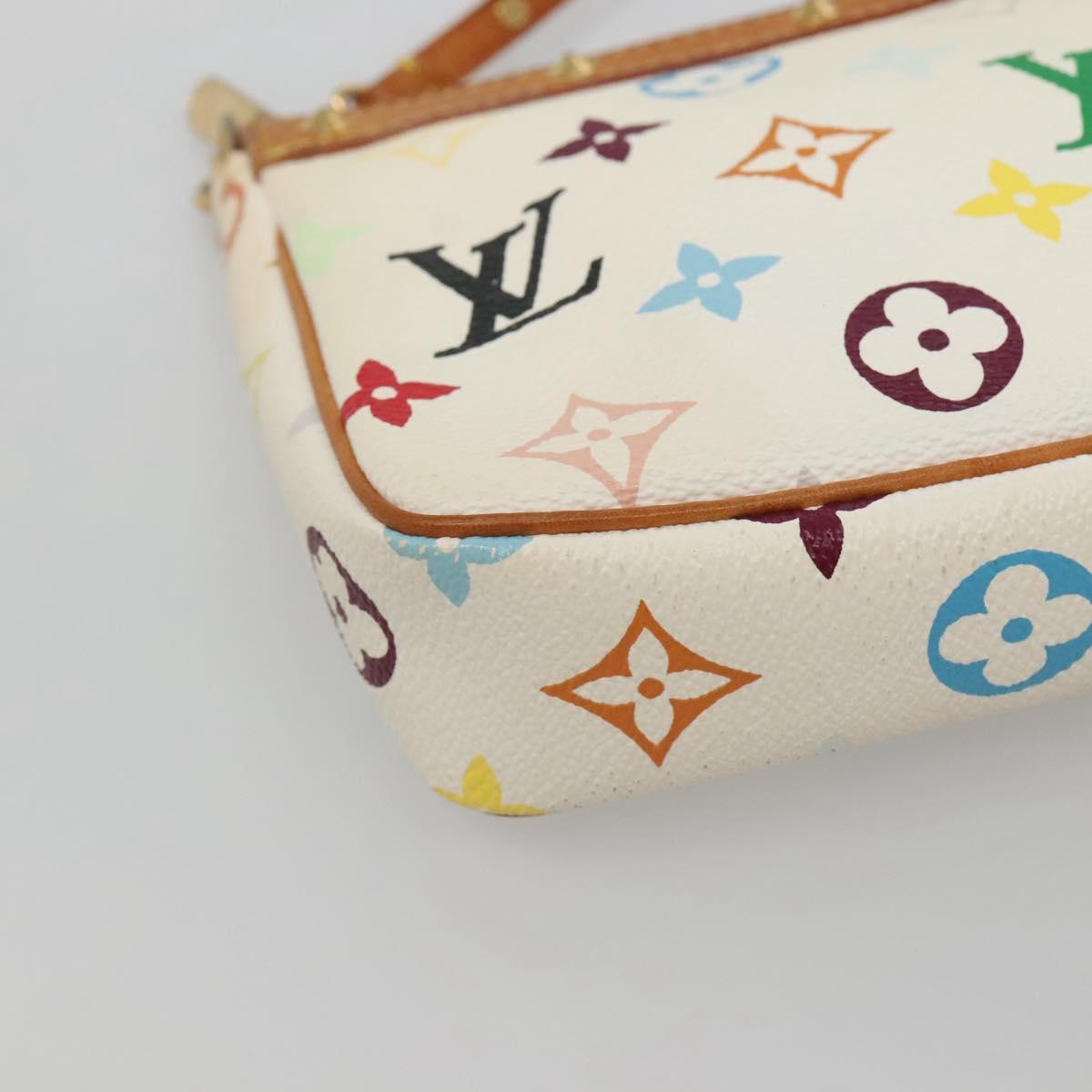 Louis Vuitton Pochette Accessoire, White, Canvas, clutch