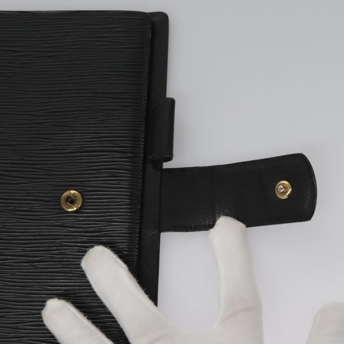 Louis Vuitton Agenda cover, Black, Leather, wallet