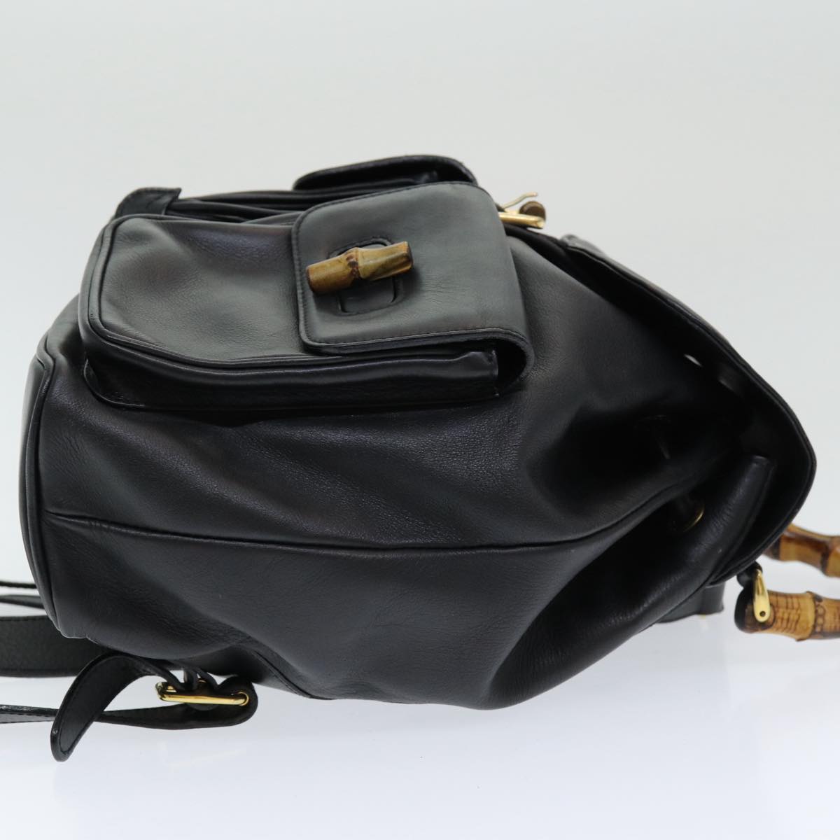 Gucci Bamboo, Black, Leather, backpack