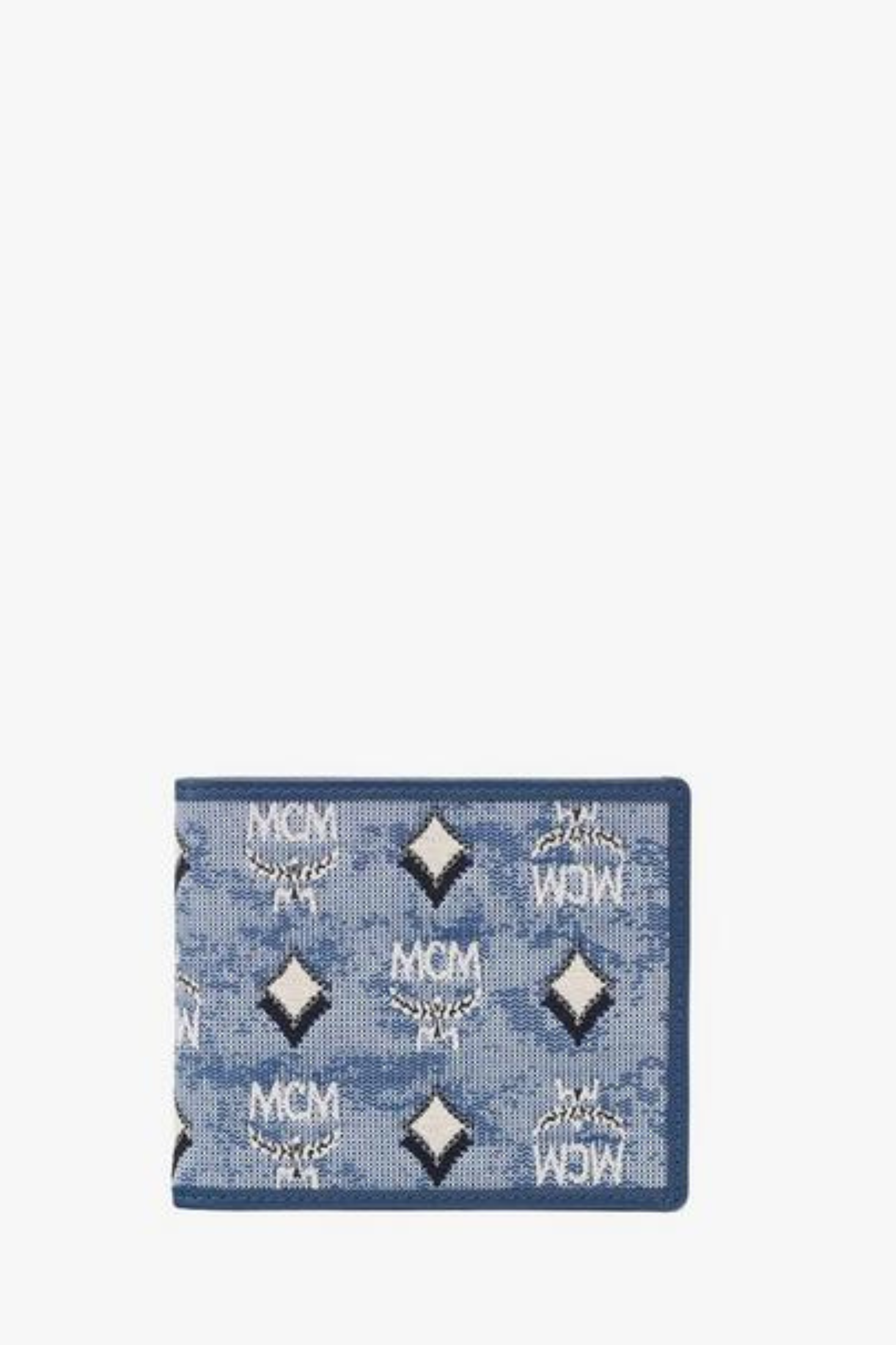 Mcm Aren Bifold Wallet in Vintage Monogram Jacquard Blue Other