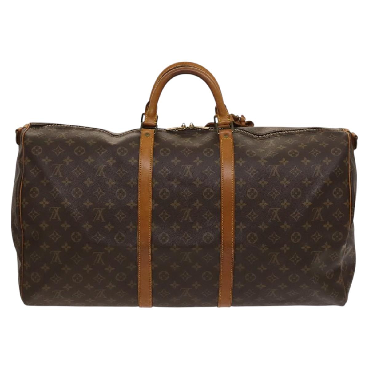 Louis Vuitton Keepall Bandoulière 60, Brown, Canvas, travel