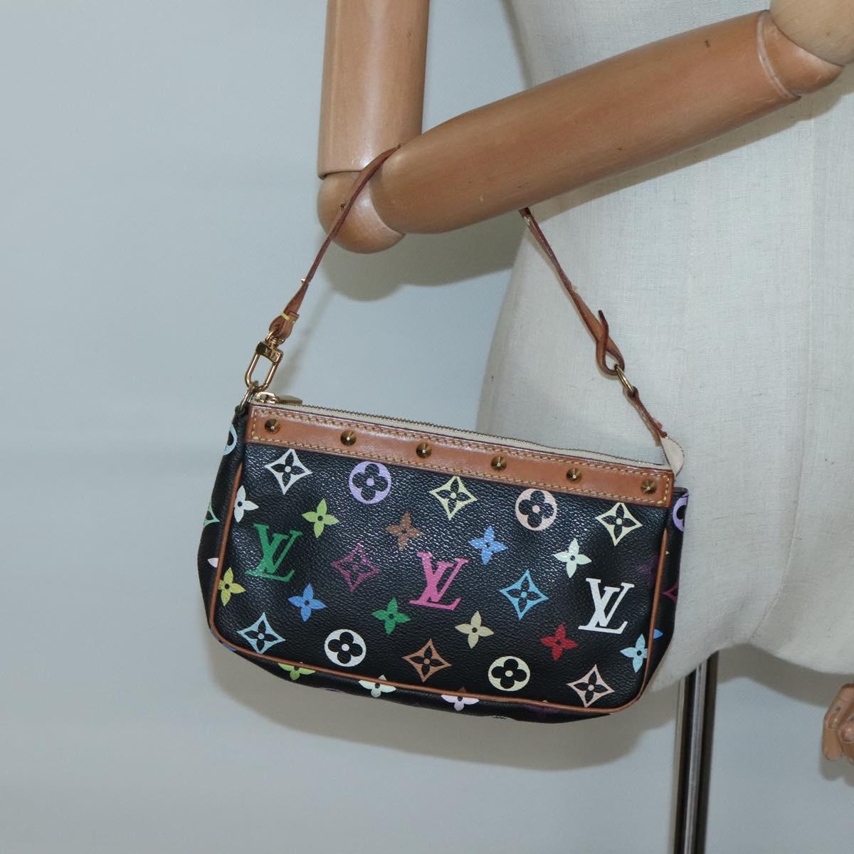 Louis Vuitton Pochette Accessoire, Black, Canvas, clutch
