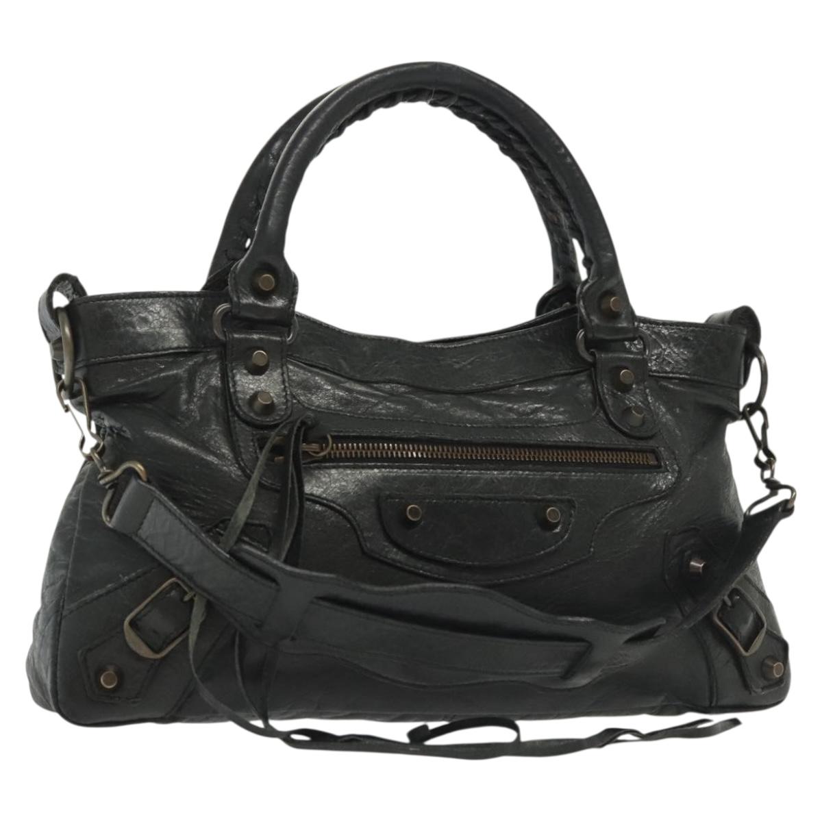 Balenciaga First, Black, Leather, handbag