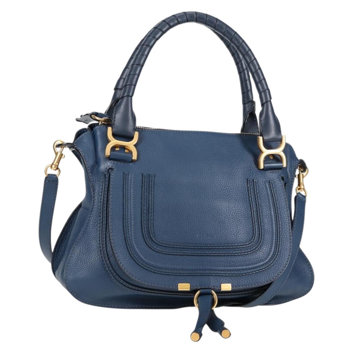 Chloé Marcie, Navy, Leather, handbag
