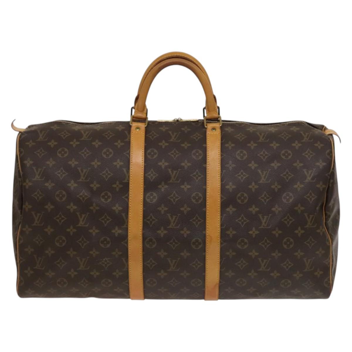 Louis Vuitton Keepall 55, Brown, Canvas, travel