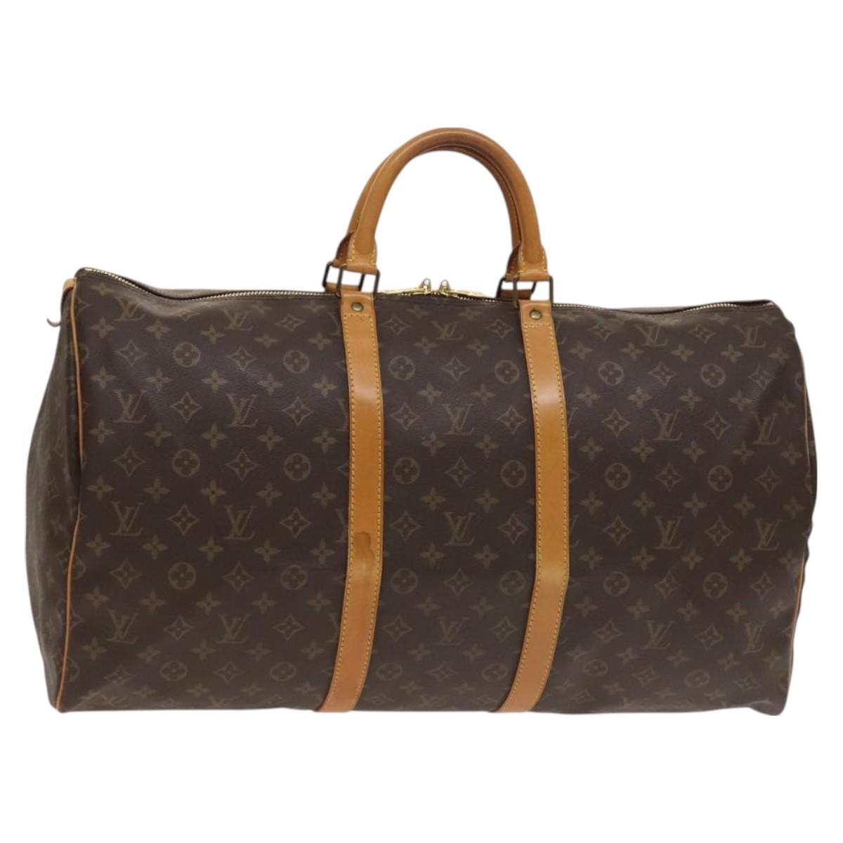 Louis Vuitton Keepall 55, Brown, Canvas, travel