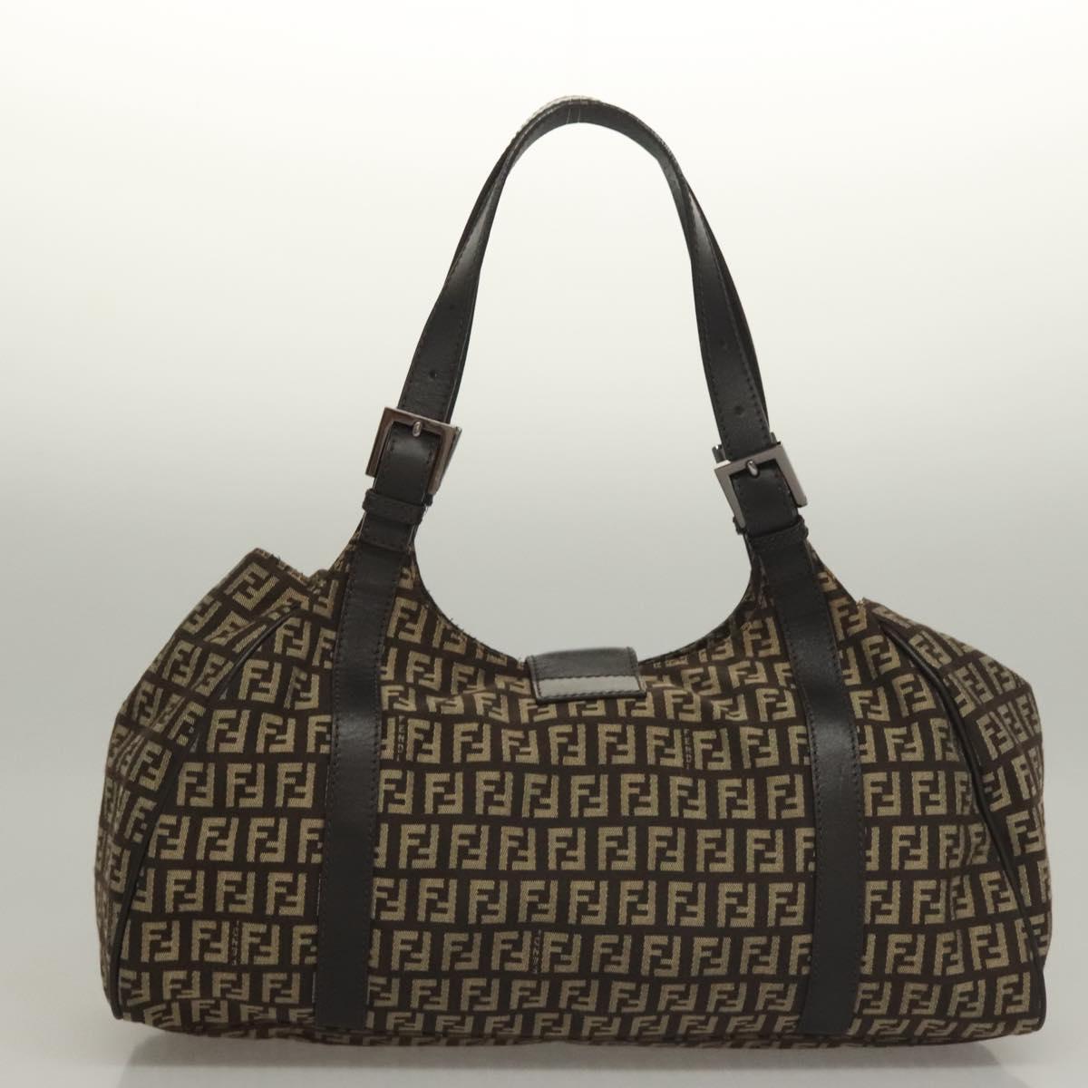 Fendi Zucchino, Brown, Canvas, shoulder