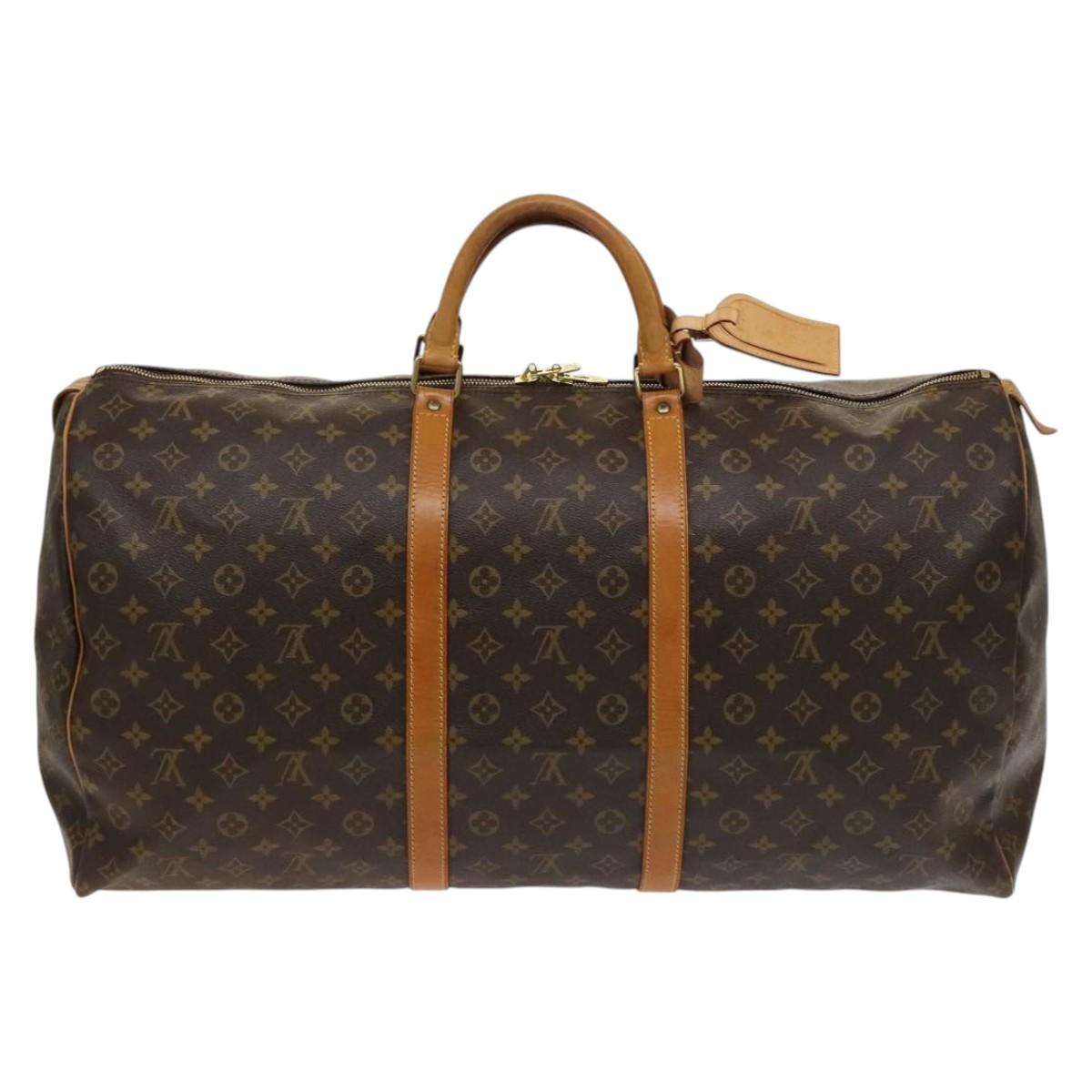 Louis Vuitton Keepall 60, Brown, Canvas, travel