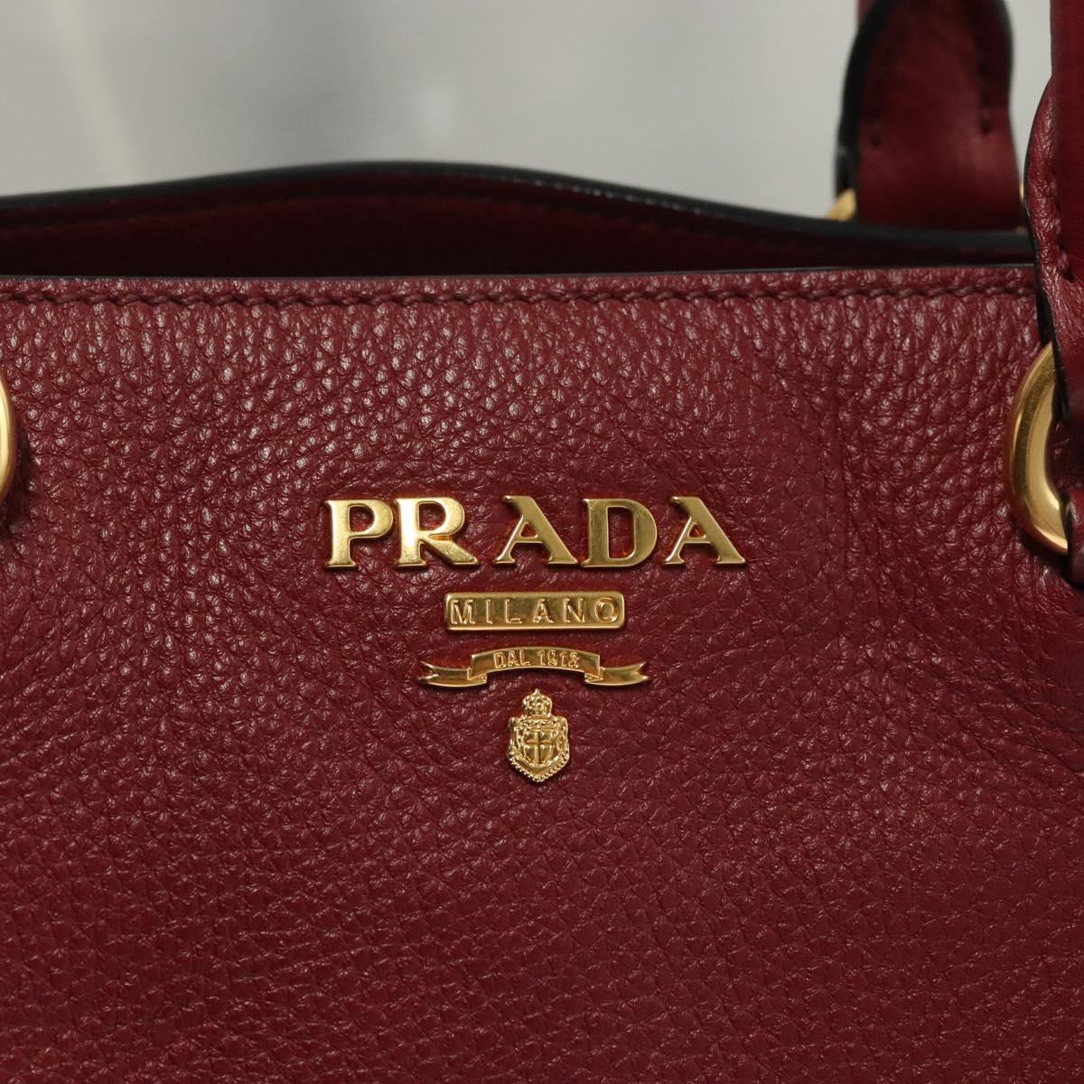 Prada Vitello, Burgundy, Leather, handbag