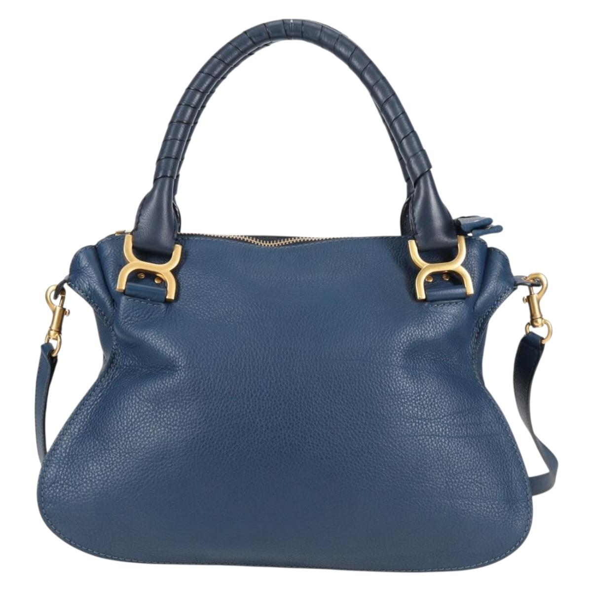 Chloé Marcie, Navy, Leather, handbag