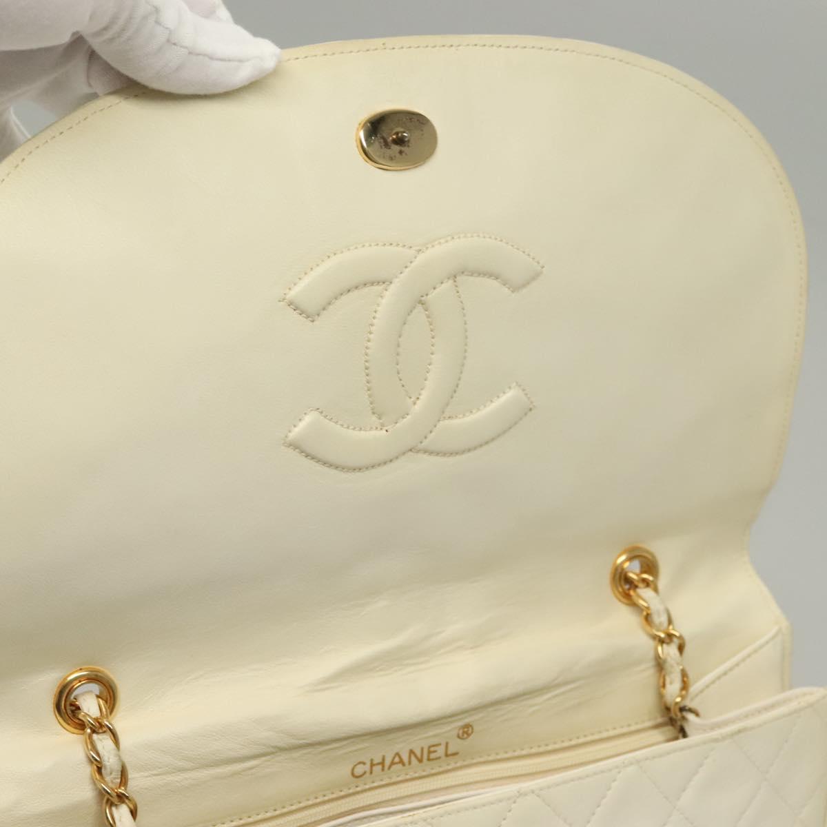 Chanel Demi Lune, White, Leather, shoulder