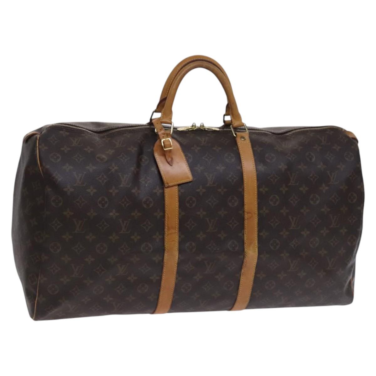 Louis Vuitton Keepall 60, Brown, Canvas, travel