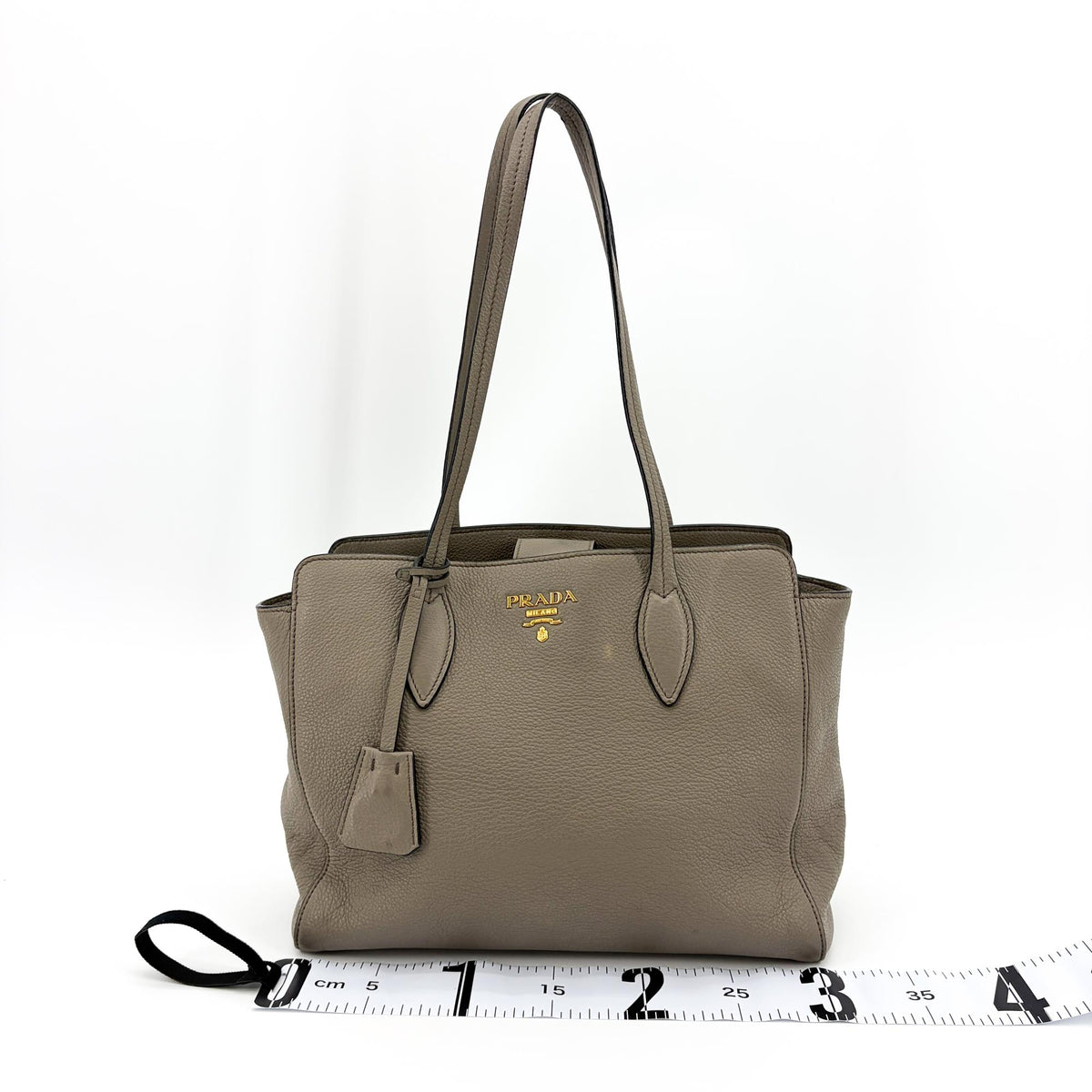 Prada Shoulder Bag Leather, Gray, Calfskin, Shoulder Bag