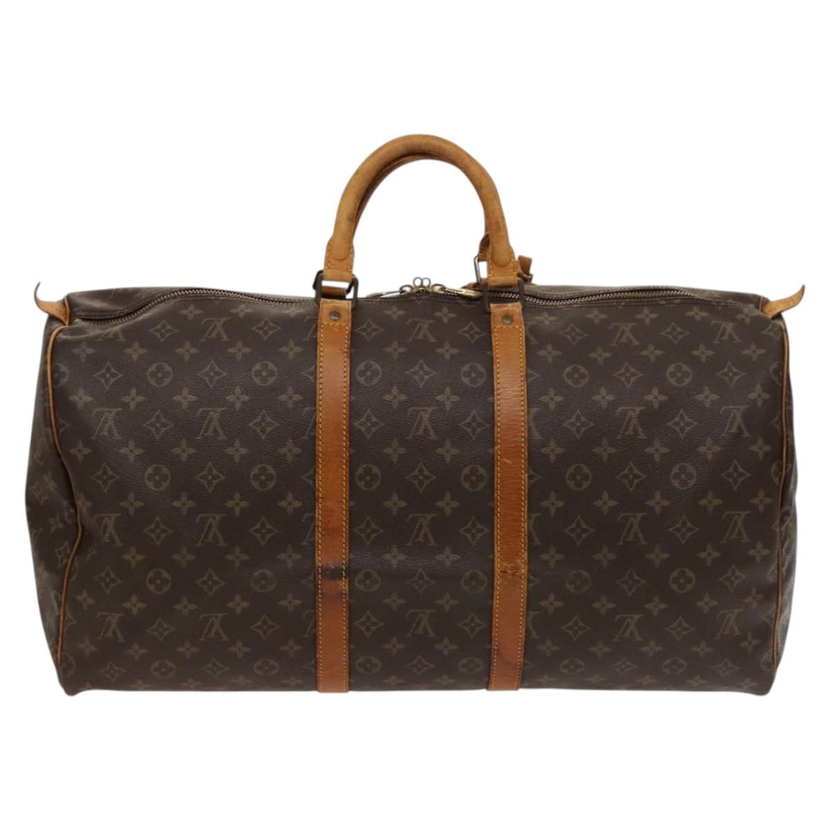 Louis Vuitton Keepall 55, Brown, Canvas, travel