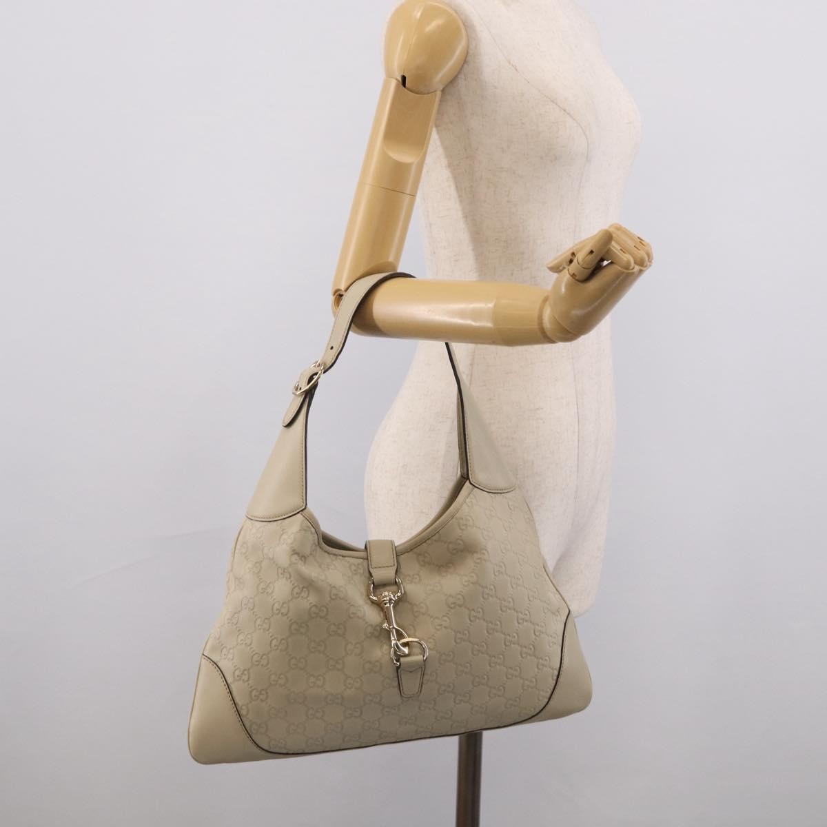 Gucci Jackie Leather, Beige, Canvas, Tote Bag