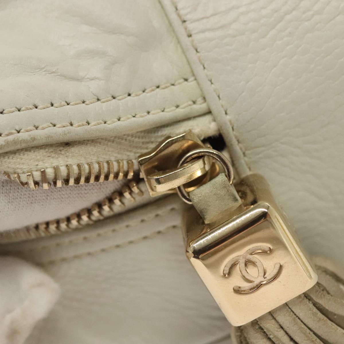 Chanel Coco Mark, White, Leather, handbag