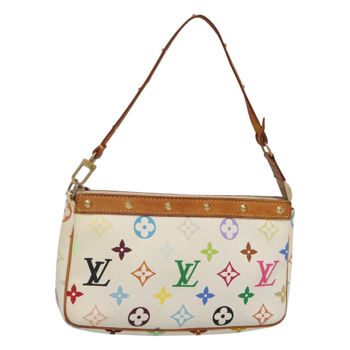 Louis Vuitton Pochette Accessoire, White, Canvas, clutch
