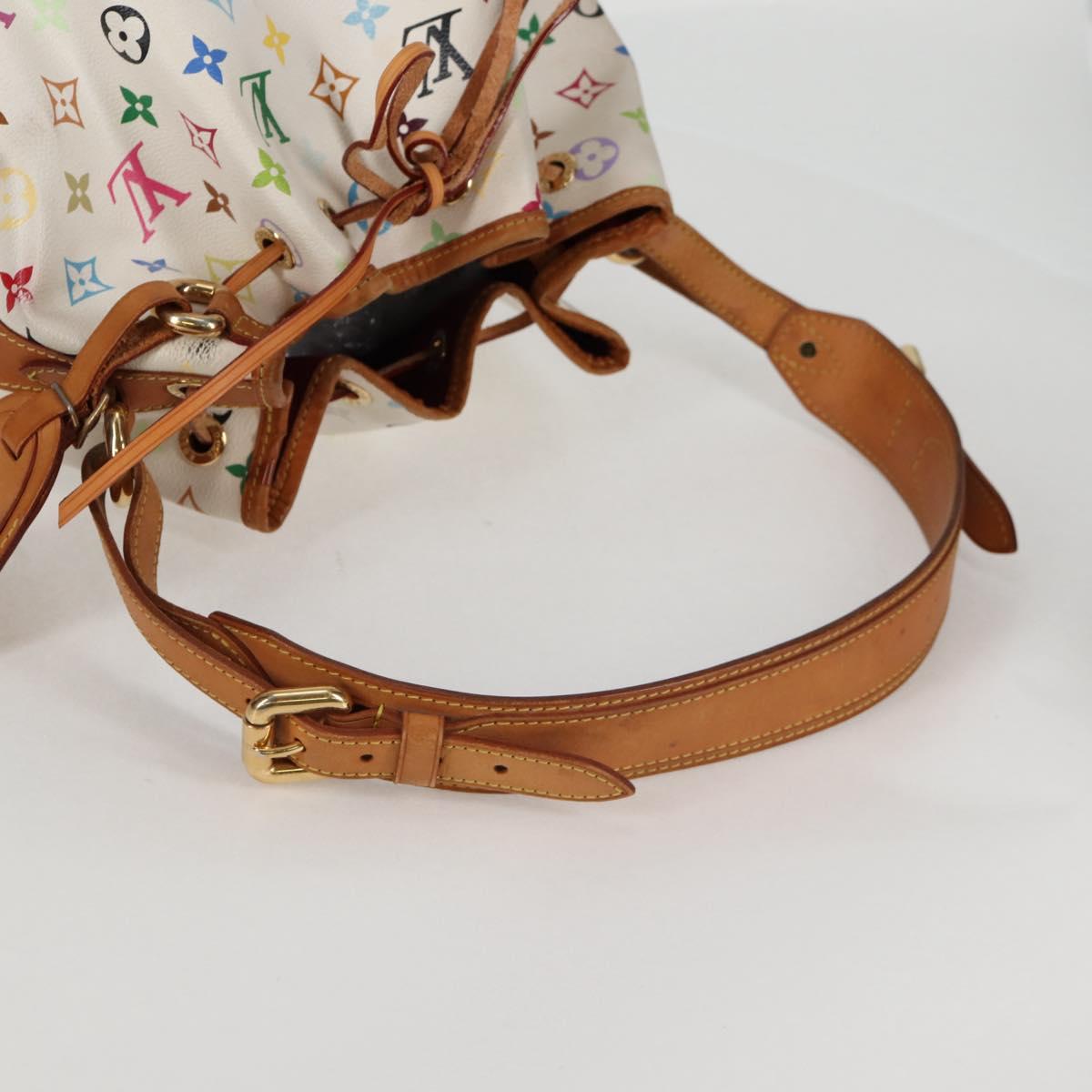 Louis Vuitton Petit Noé, White, Canvas, shoulder