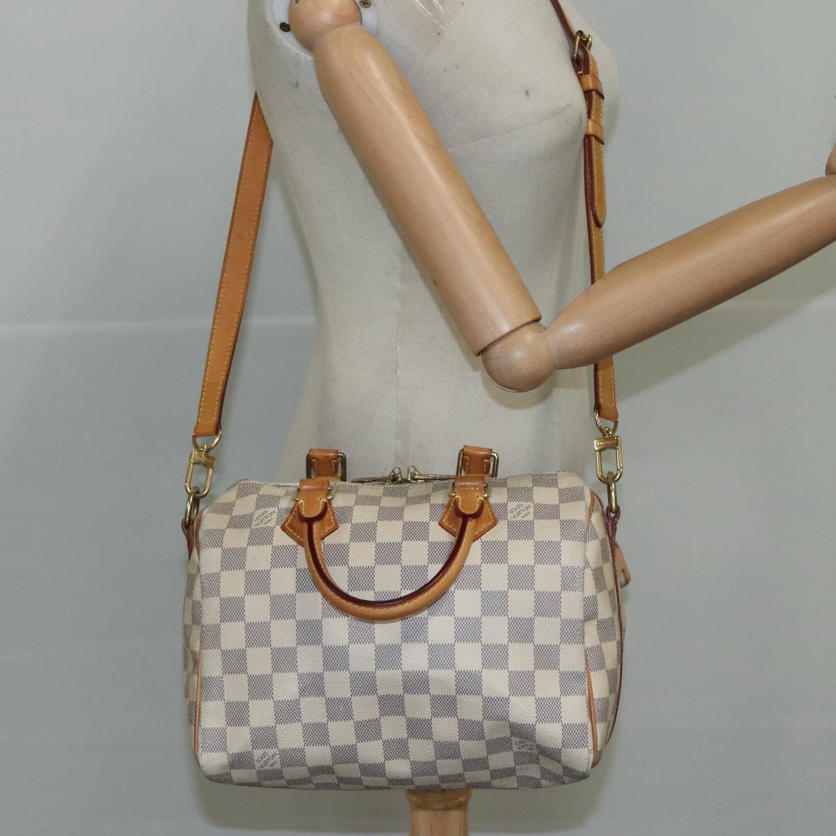 Louis Vuitton Speedy bandoulière 25, White, Canvas, handbag