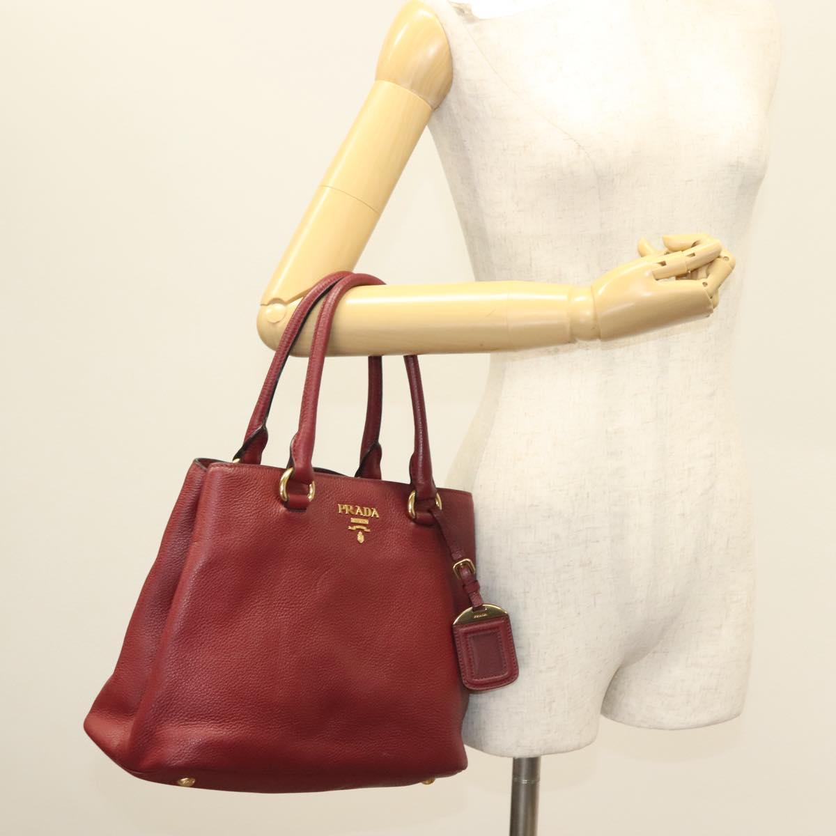 Prada Vitello, Burgundy, Leather, handbag
