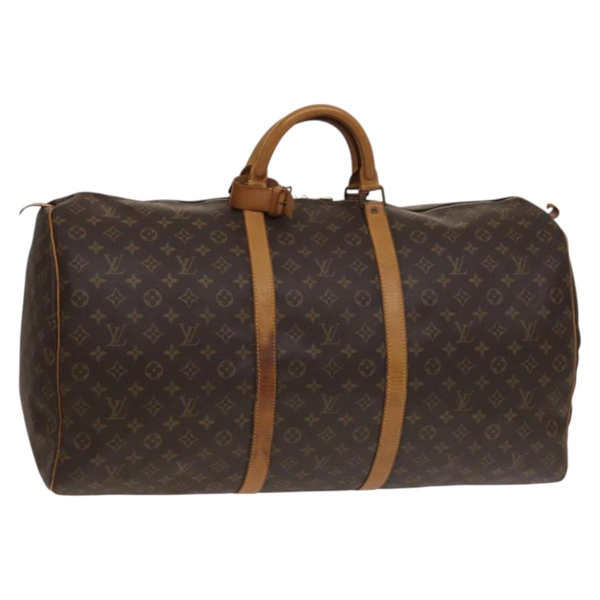 Louis Vuitton Keepall 60, Brown, Canvas, travel