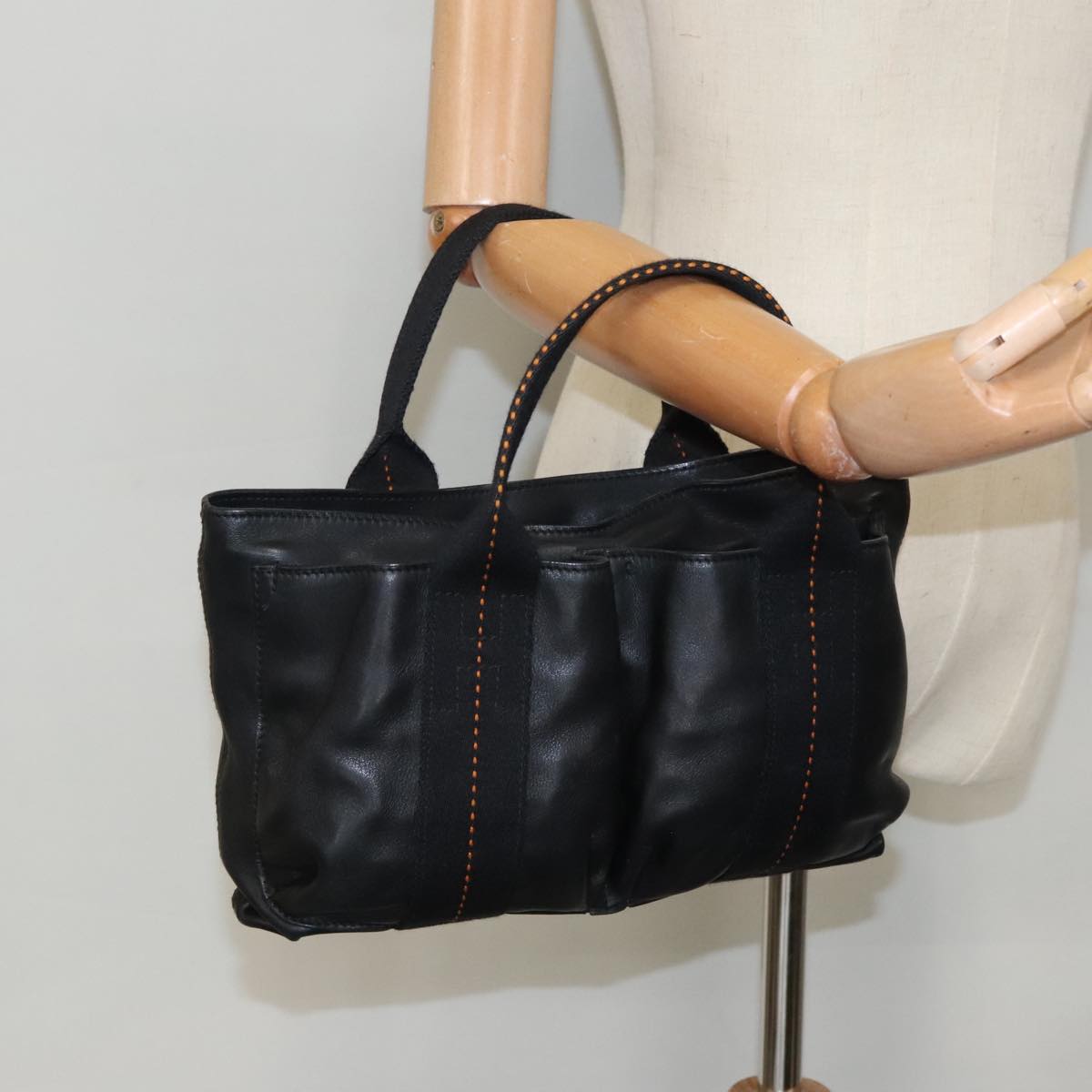 Hermès Caravan, Black, Leather, handbag